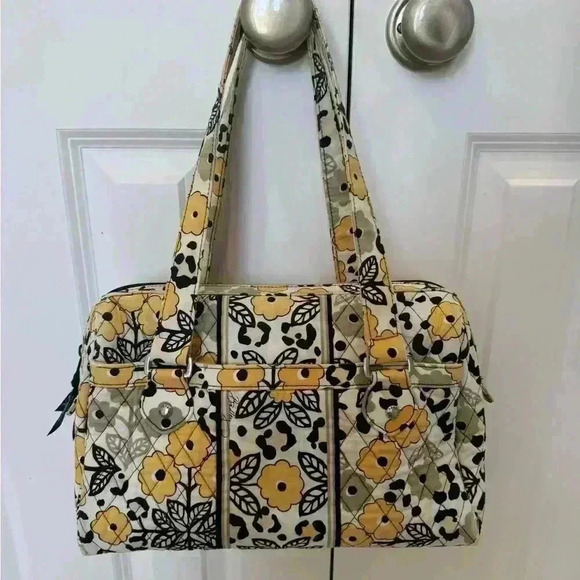 Vera Bradley Handbags - Vera Bradley 'Go Wild' Caroline Shoulder Bag Purse Black Yellow Animal Print